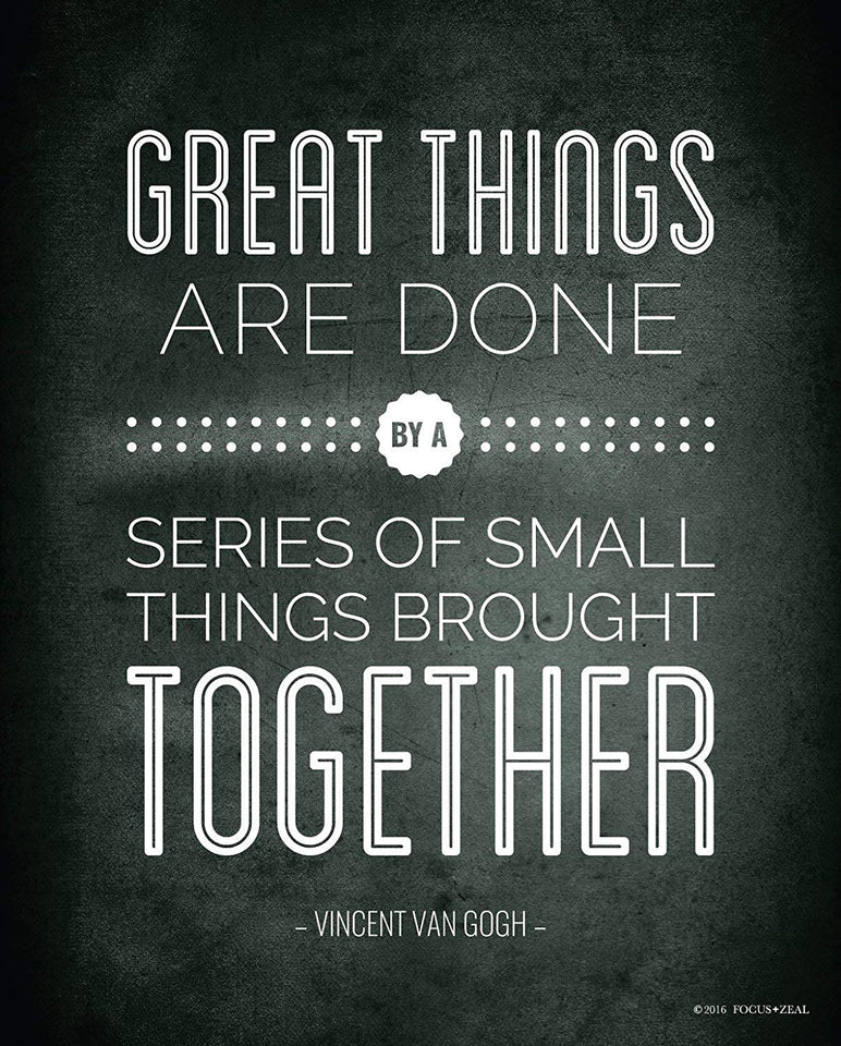 Historical Quote Motivational Posters; Success Wall Art Inspired by Famous Leaders and Thinkers, 8x10 Inch, Set of 4