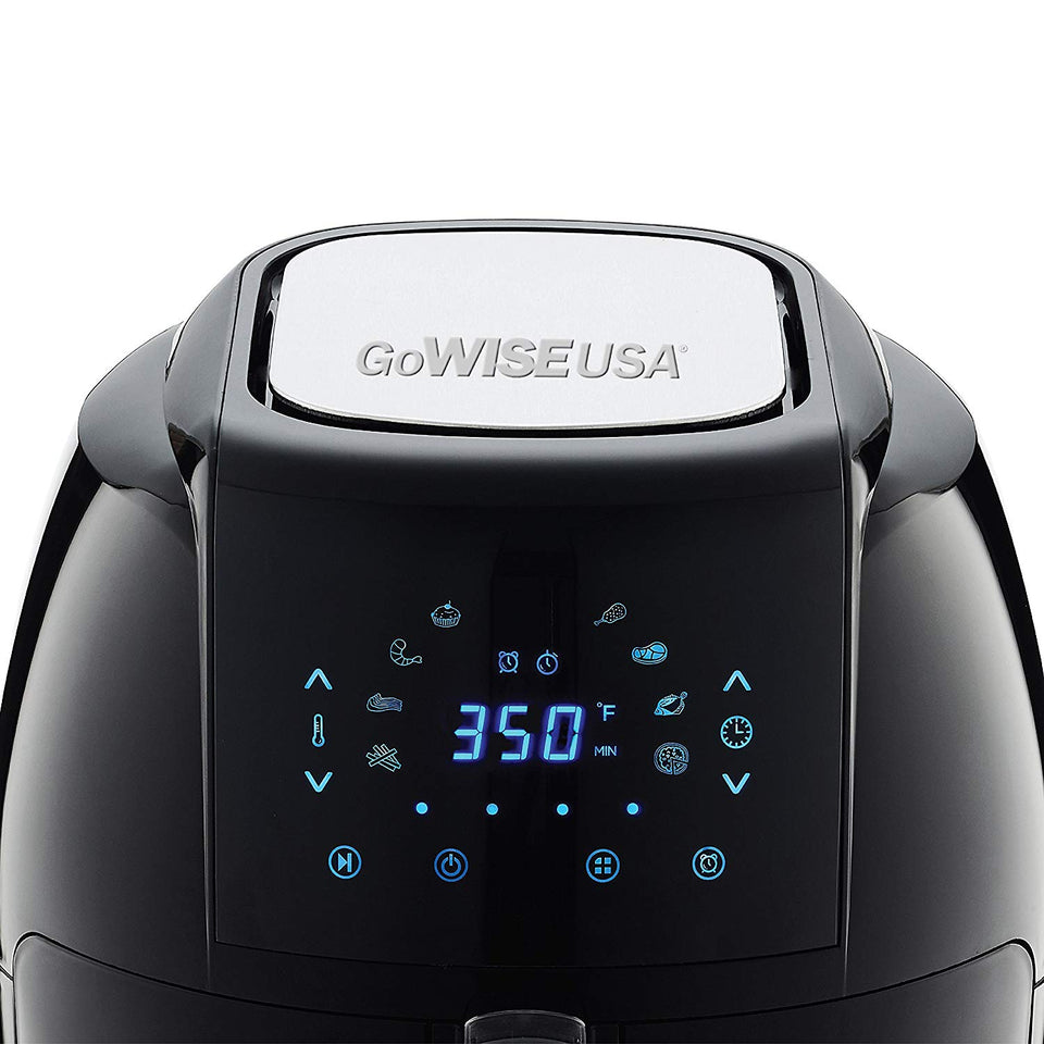 GoWISE USA 1700-Watt 5.8-QT 8-in-1 Digital Air Fryer and 50 Recipes for your Air Fryer Book (Black)