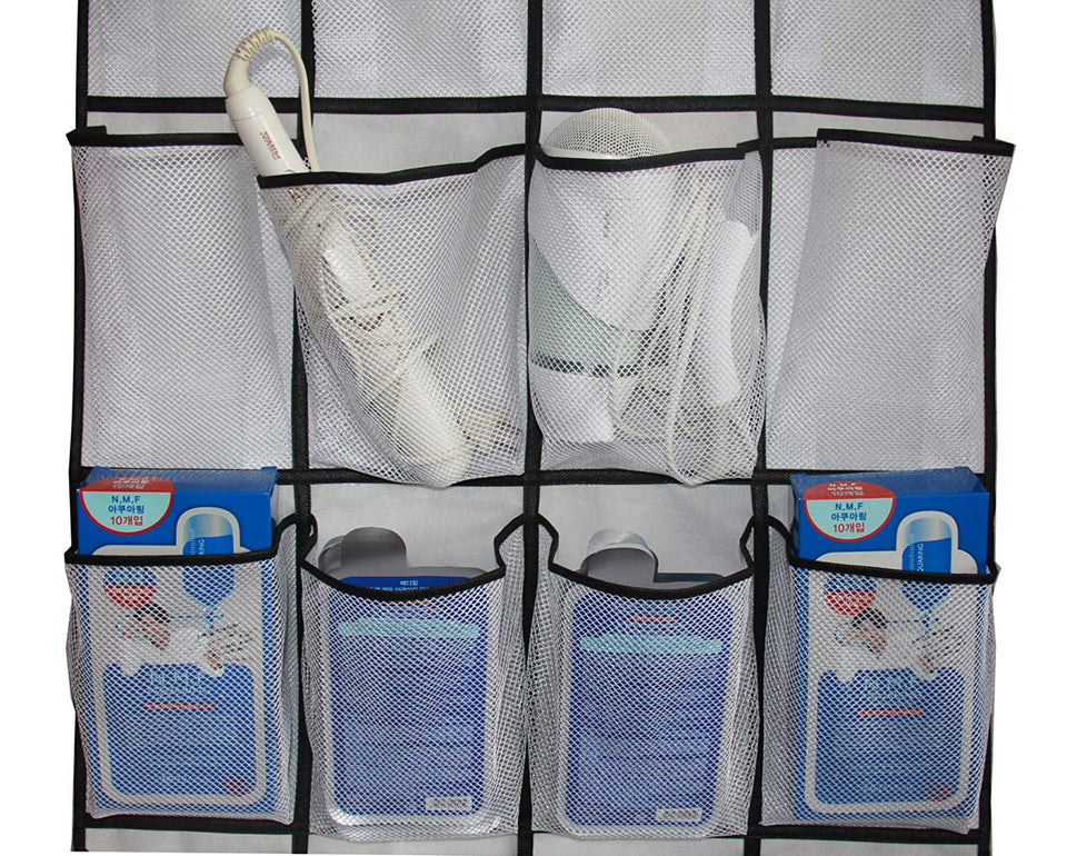 MISSLO Over The Door Shoe Organizer 24 Large Mesh Pockets, White