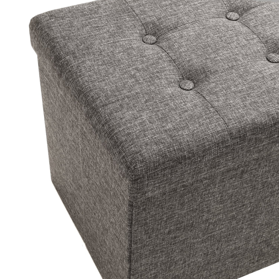 Seville Classics WEB284 Foldable Storage Bench/Footrest/Coffee Table Ottoman, Single, Charcoal Grey