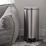 NINESTARS CB-SOT-30-1/5-1 Step-on Trash Can Combo Set, 8 Gal 30L & 1.2 Gal 5L, Stainless Steel Base (Round, Stainless Steel Lid)