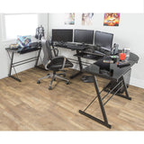 Walker Edison Soreno Modern 3-Piece Corner Desk for Home Office, Black Glass Contemporary Reclaimed Look