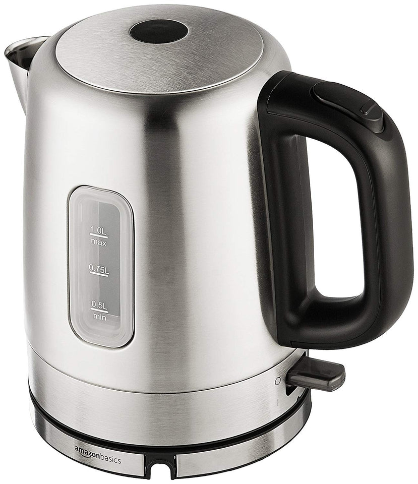 AmazonBasics Stainless Steel Porrtable Electric Hot Water Kettle - 1 Liter, Silver