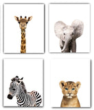 Safari Baby Animals Nursery Decor Art - Set of 4 UNFRAMED Wall Prints 8x10