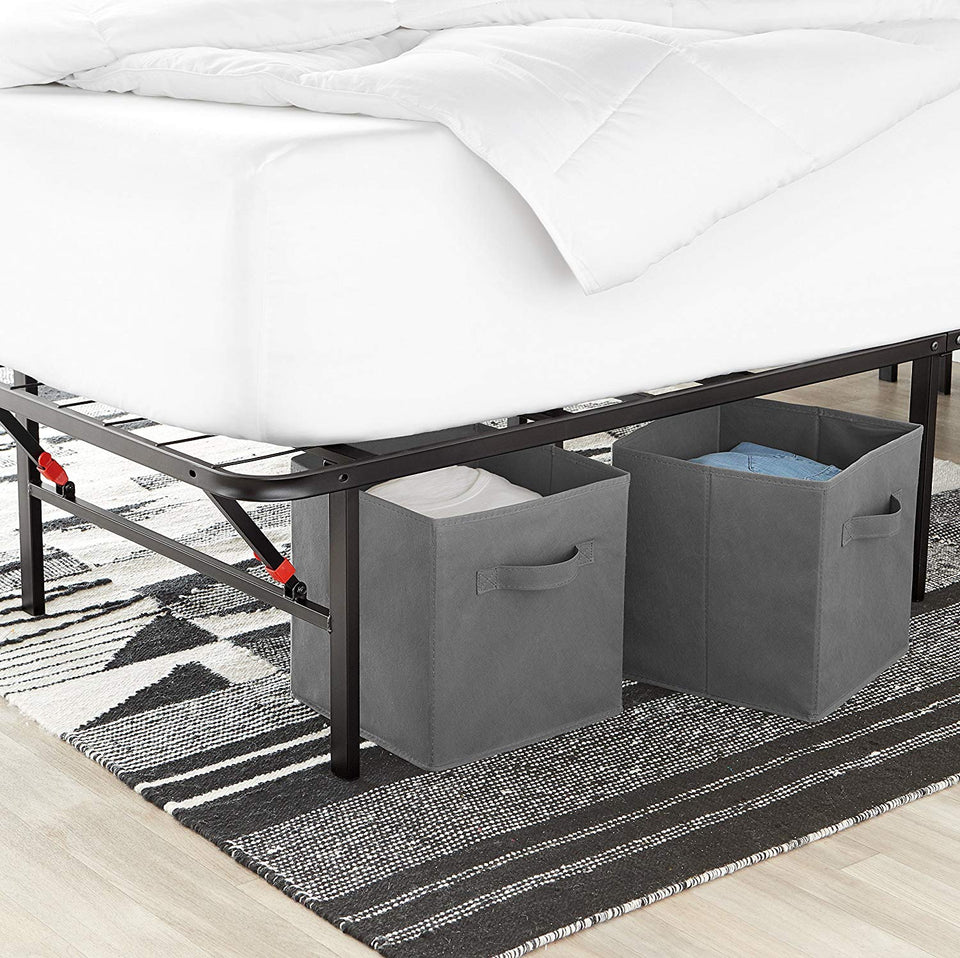 AmazonBasics Foldable Metal Platform Bed Frame for Under-Bed Storage - Tools-free Assembly, No Box Spring Needed - Full